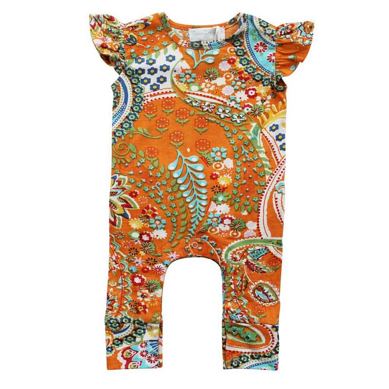 Powell Craft Orange Paisley Short Sleeve Jumpsuit JS8412 front