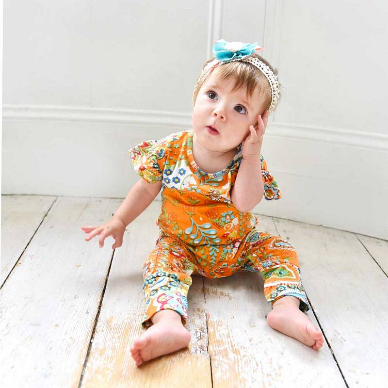 Powell Craft Orange Paisley Short Sleeve Jumpsuit JS8412 on model 2