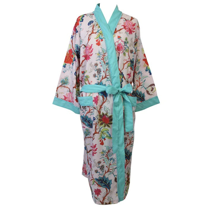 Powell Craft Pink Exotic Flower Ladies Dressing Gown DG17 front