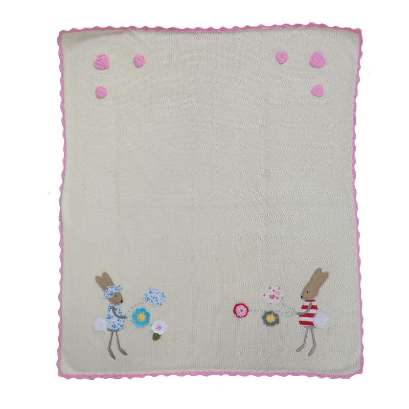 Powell Craft Rabbit Pram Blanket HKR0 front