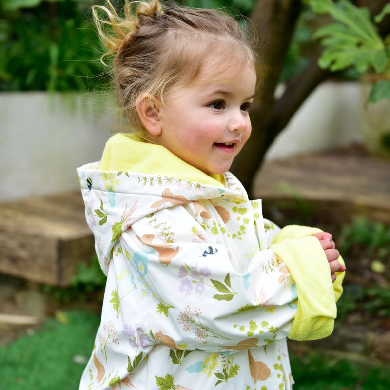 Powell Craft Rabbit Print Rain Mac RMRAB on model 1