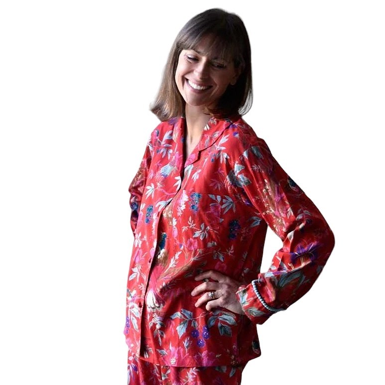 Powell Craft Red Exotic Bird Ladies Pyjamas SN414 on model main