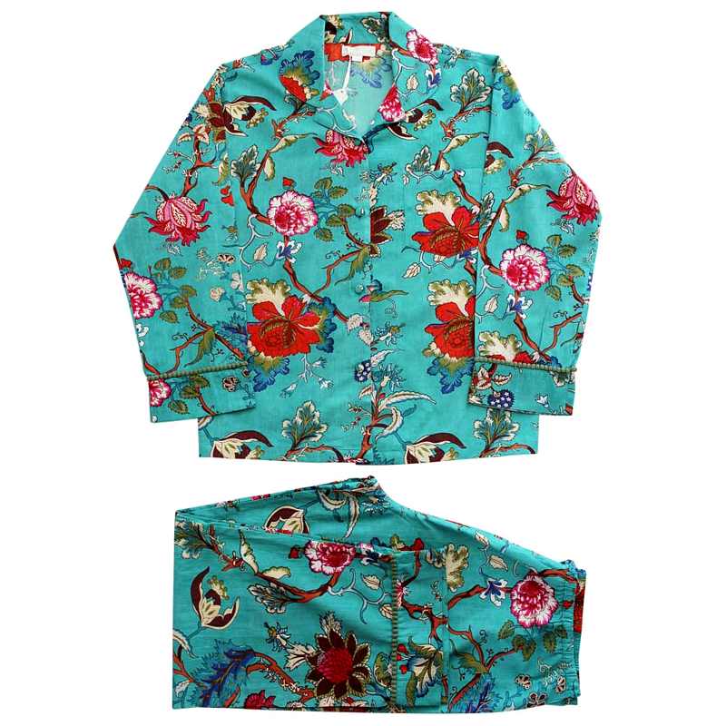Powell Craft Teal Exotic Bird Ladies Pyjamas SN415 main