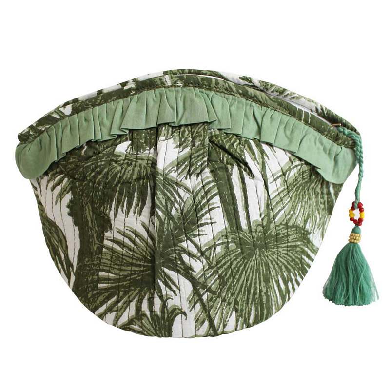 Powell Craft Tropical Green Fern Print Balloon Shaped Wash Bag QWBB425 front