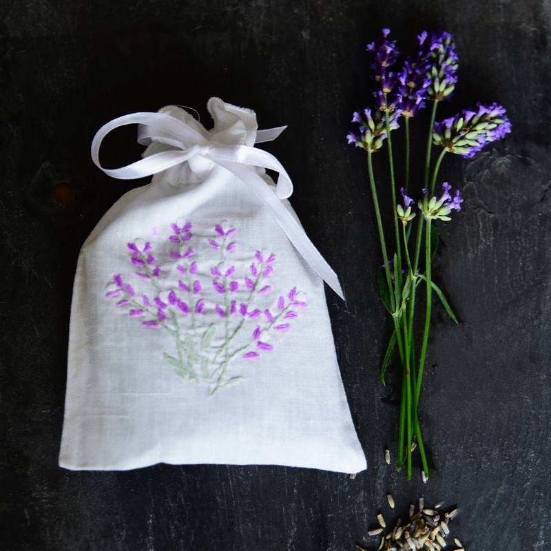 Powell Craft White Sachet Embroidered Lavender LS1 lifestyle