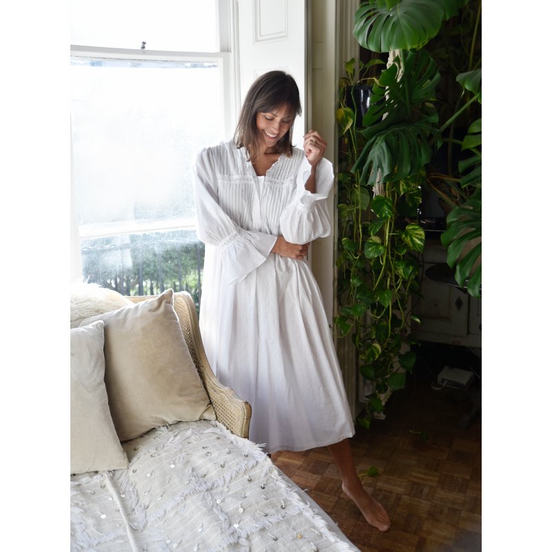 Powell Craft Anna Long-sleeve Cotton Nightdress SN209 on model front