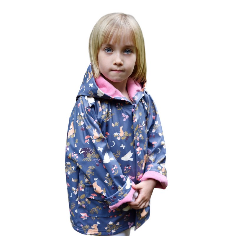 Powell Craft Enchanted Forest Print Raincoat RMEF on girl front