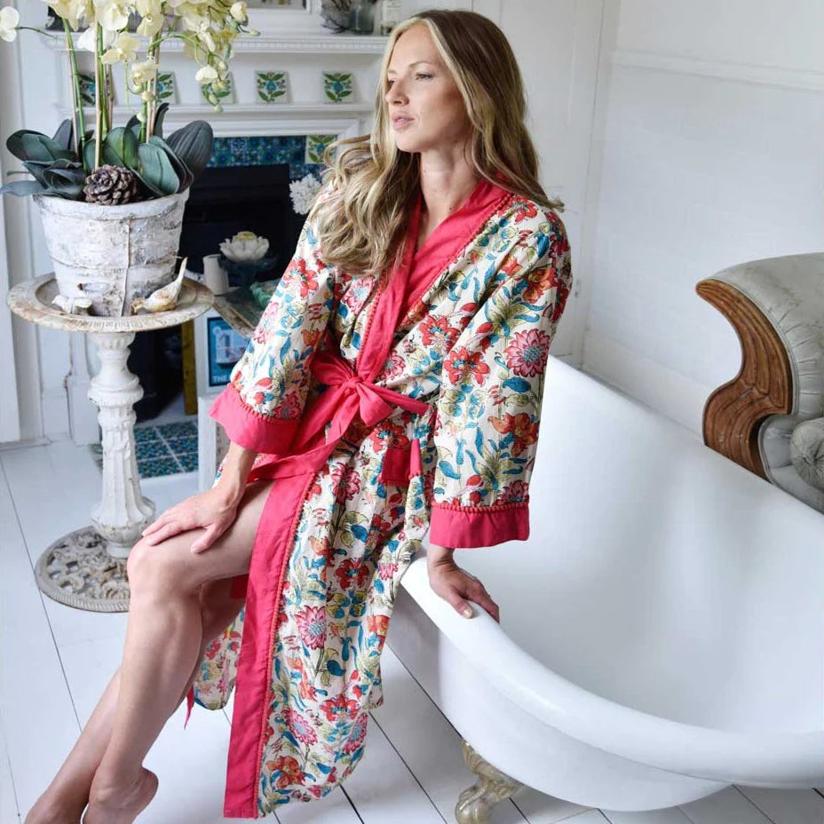 Powell Craft Floral Garden Dressing Gown DG418 model