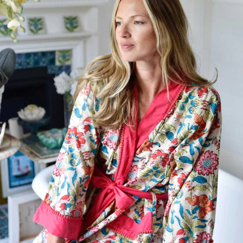 Powell Craft Floral Garden Dressing Gown DG418 model