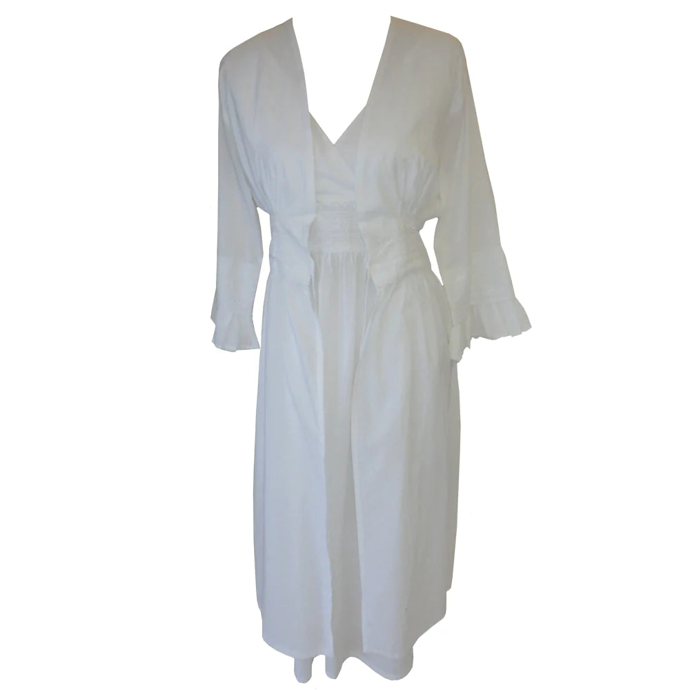 Powell Craft Henrietta Dressing Gown Frill Cuffs SN-279DG front