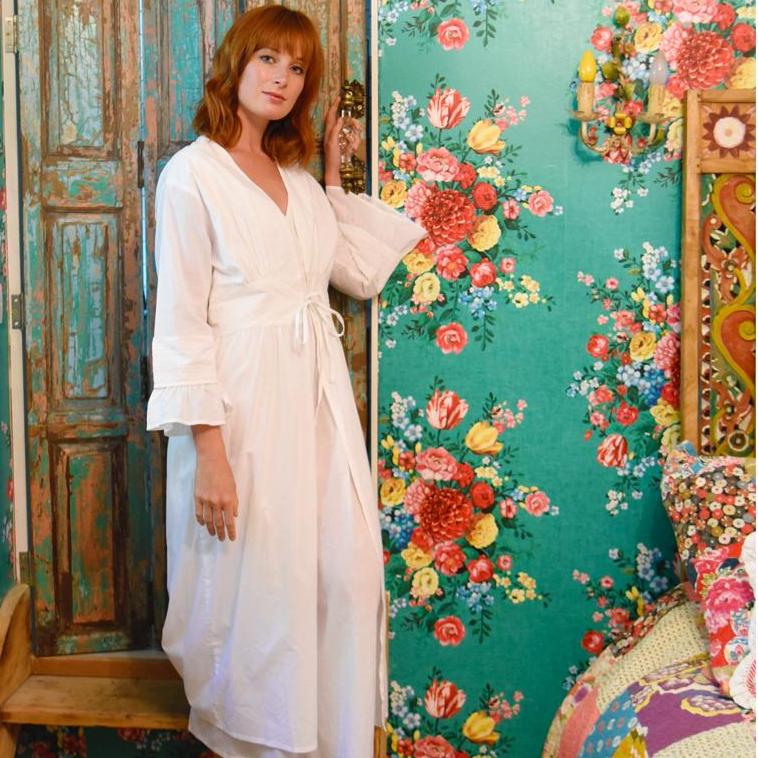 Powell Craft Henrietta Dressing Gown Frill Cuffs SN-279DG model