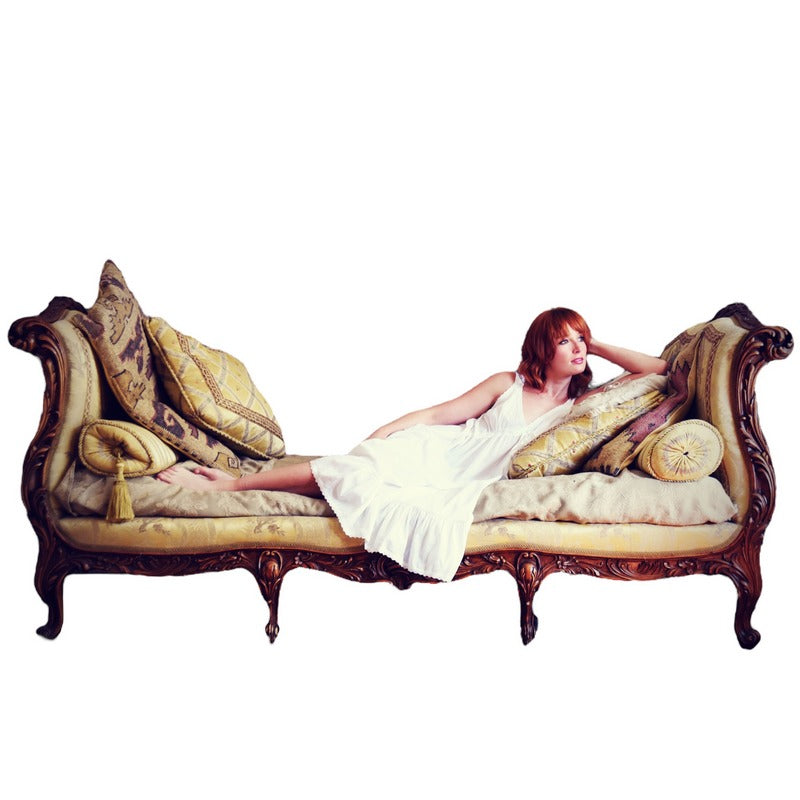 Powell Craft Joanna Ladies White Nightdress SN206 on model reclining 1