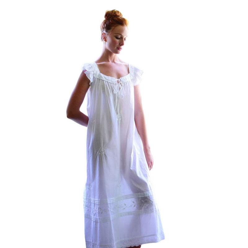 Powell Craft Margo Capped Sleeves Cotton Nightdress SN207 on model main