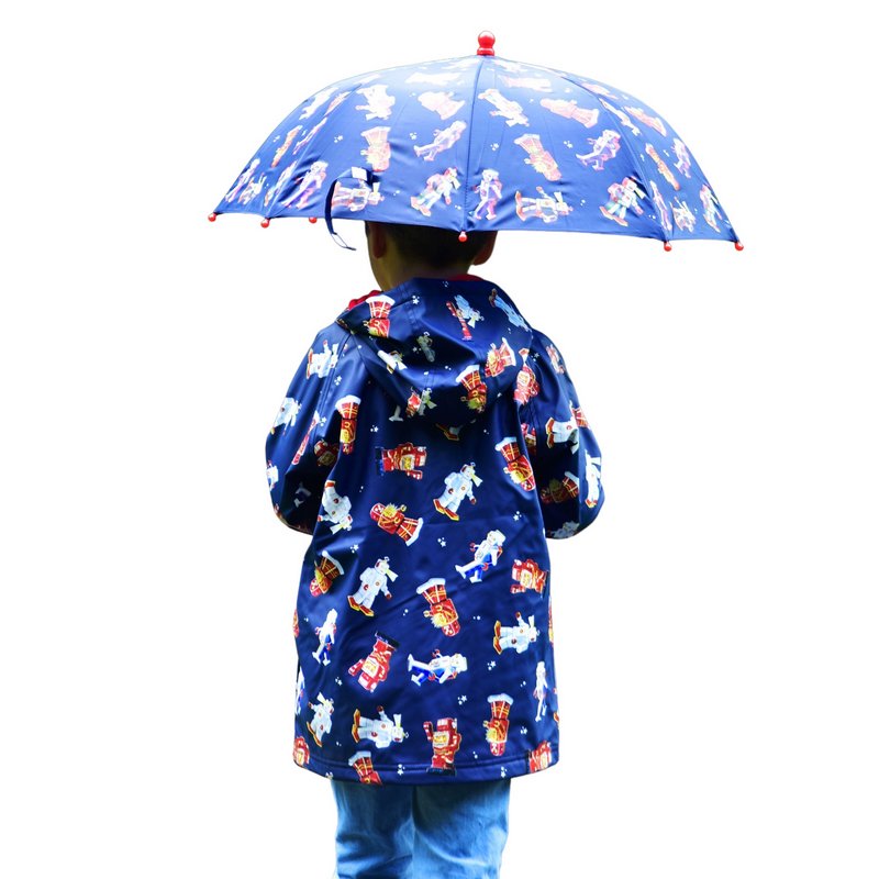 Powell Craft Robot Raincoat RMRO on boy rear