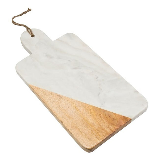 Presentation Board White Marble & Mango Wood 403908K angled