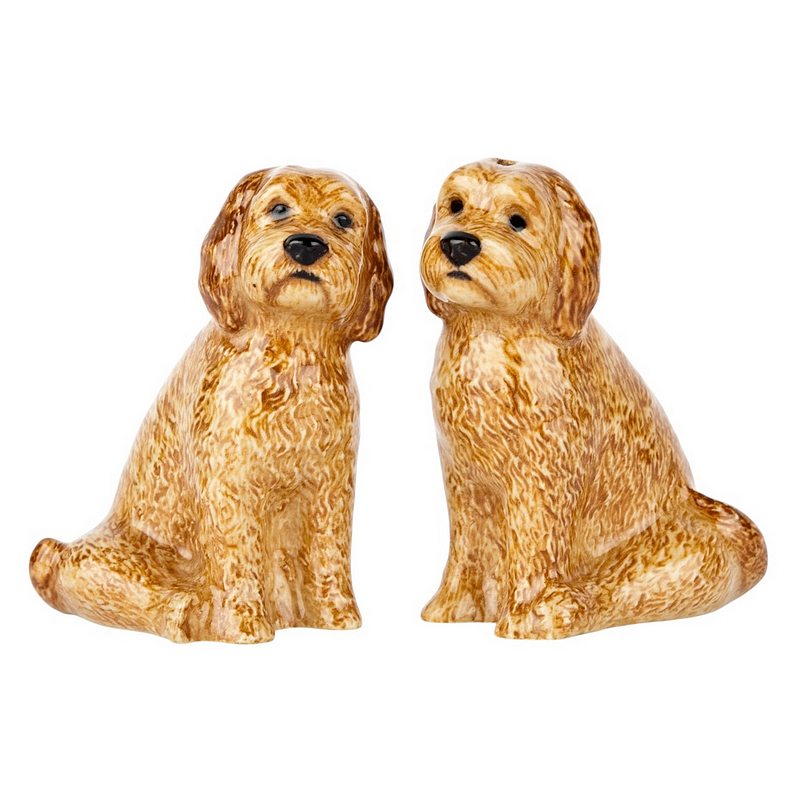 Quail Ceramics Salt & Pepper Pots Cockapoo Apricot front