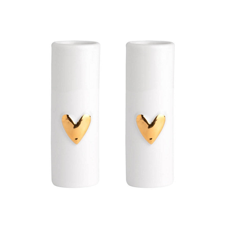 Rader Set of 2 Porcelain Gold Heart Mini Vases 14276 main