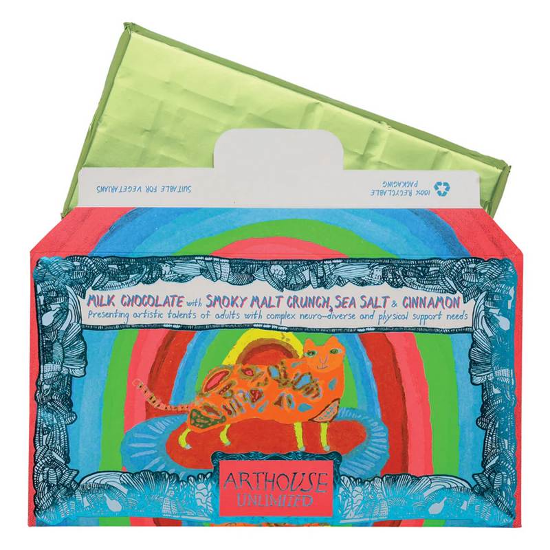 Rainbow Cat Chocolate Bar Smoky Malt Crunch open
