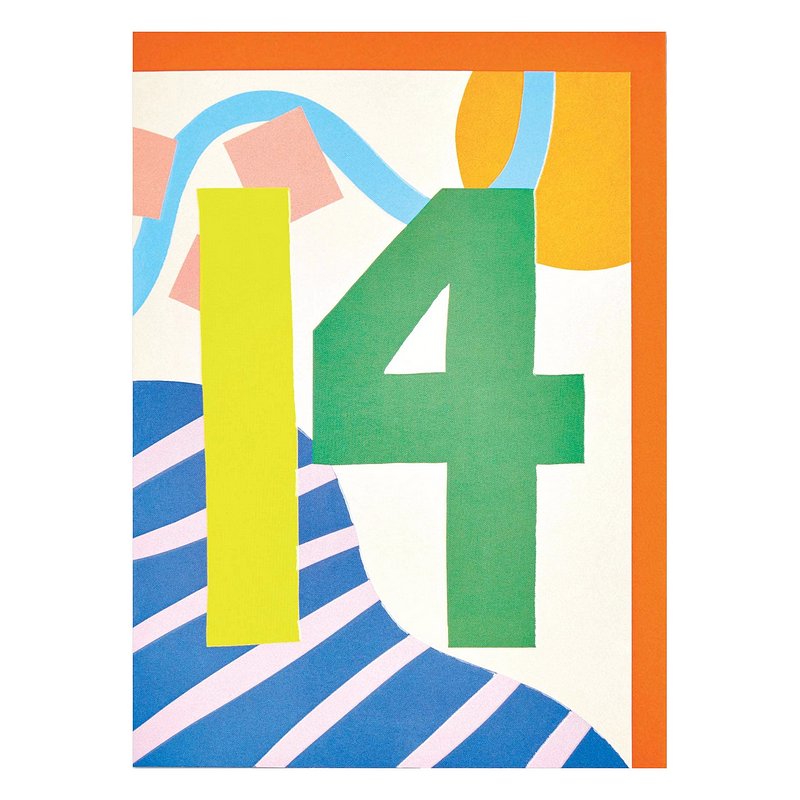 Raspberry Blossom Age 14 Birthday Card NEA09 front