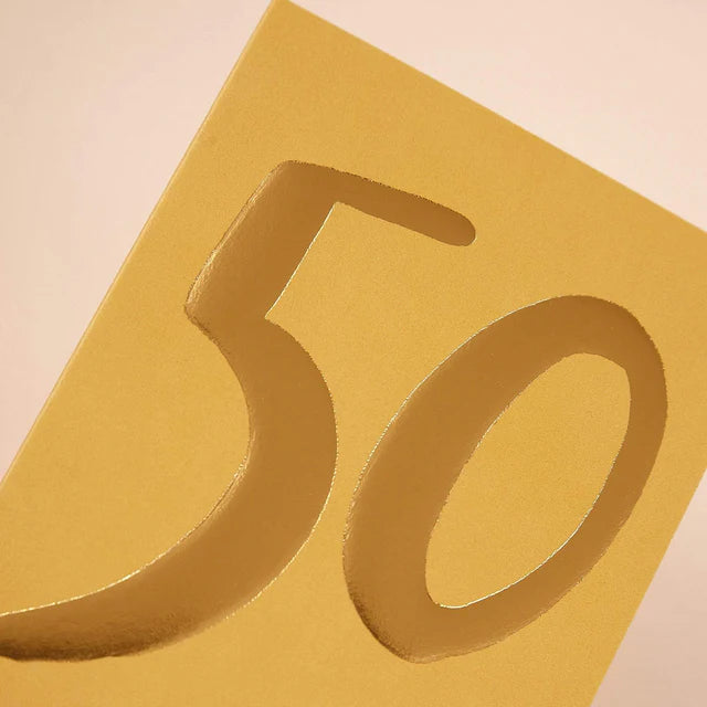 Raspberry Blossom Age 50 Gold Foil Birthday Card WHM52 detail