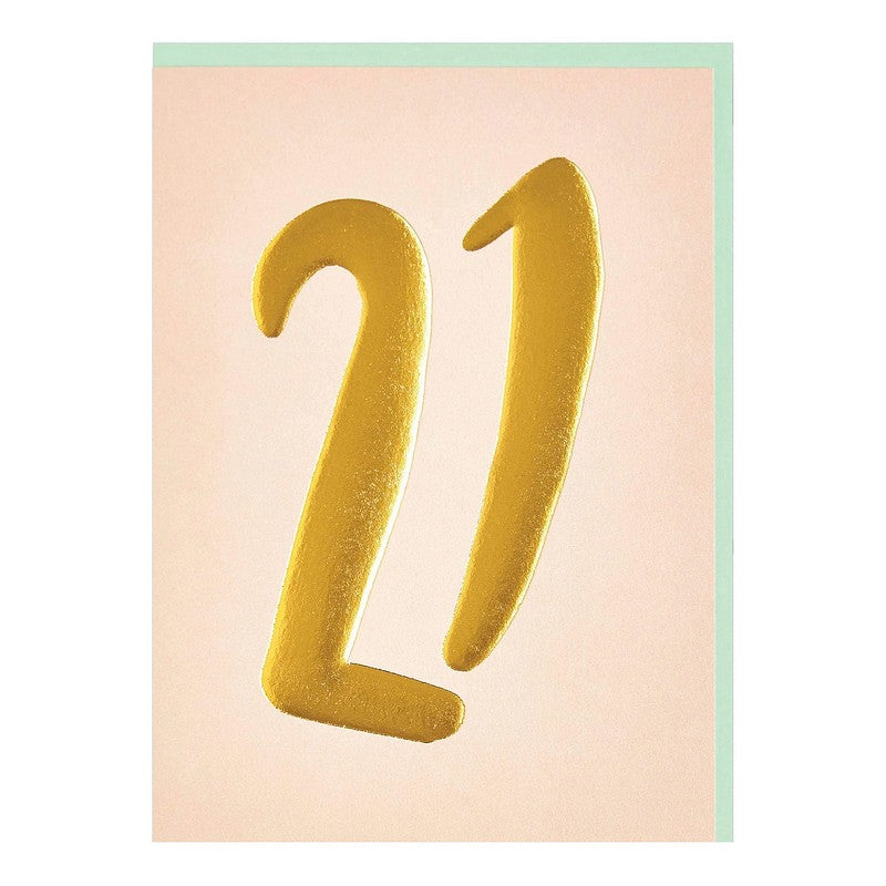 Raspberry Blossom Birthday Card Age 21 Gold Foil WHM65 front