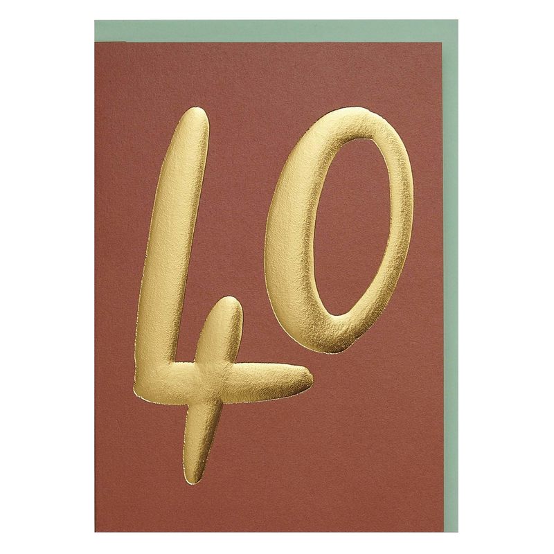 Raspberry Blossom Birthday Card Age 40 Gold Foil WHM51 front