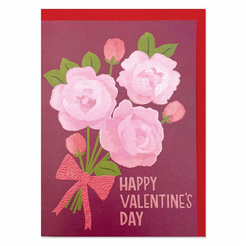 Raspberry Blossom Happy Valentine's Day Rose Card front