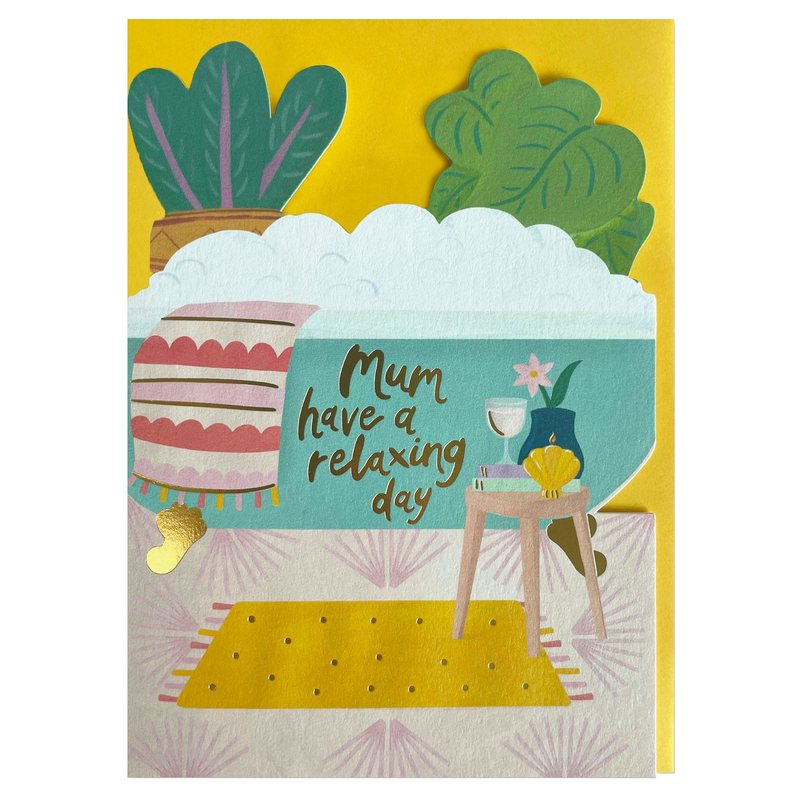Raspberry Blossom Mum Have A Relaxing Day Card GOM29 front