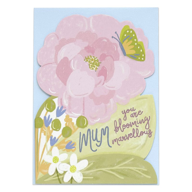 Raspberry Blossom Mum You're Blooming Marvellous Card POP08 front