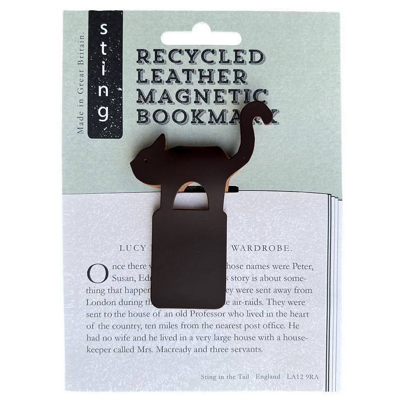 Recycled Leather Magnetic Bookmark Cat