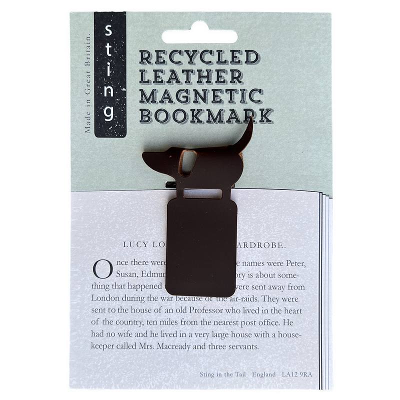 Recycled Leather Magnetic Bookmark Dog