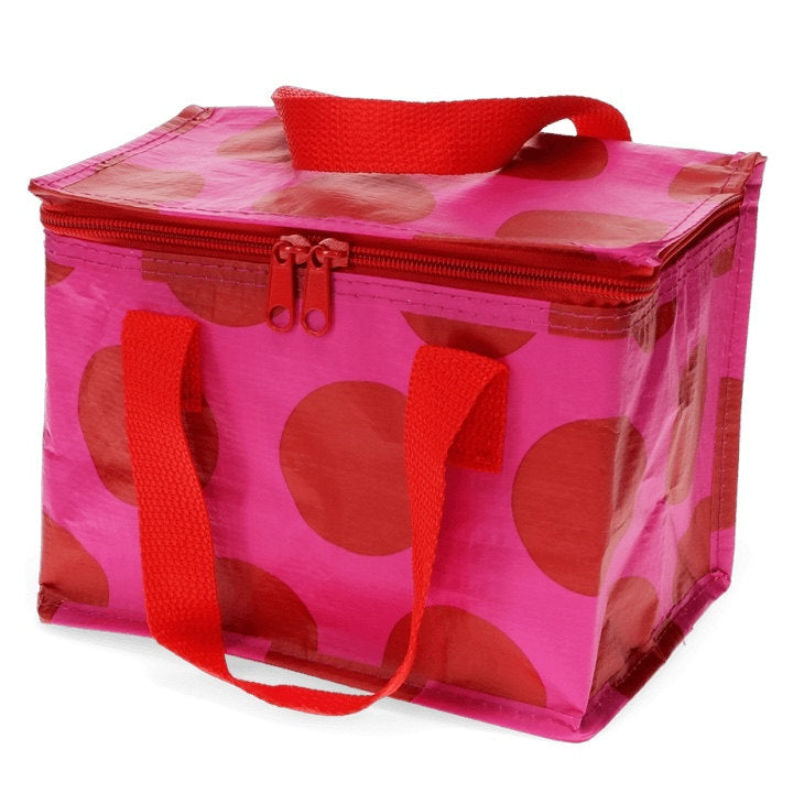 Red Spot On Pink Insulated Lunch Bag 29840 front