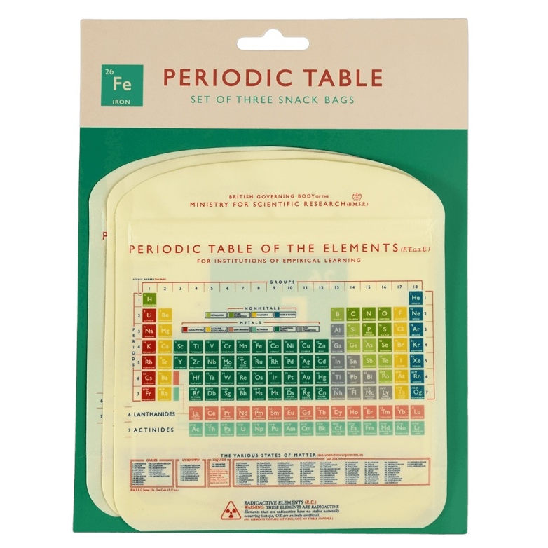 Reusable Snack Bags Periodic Table 29344 packaging