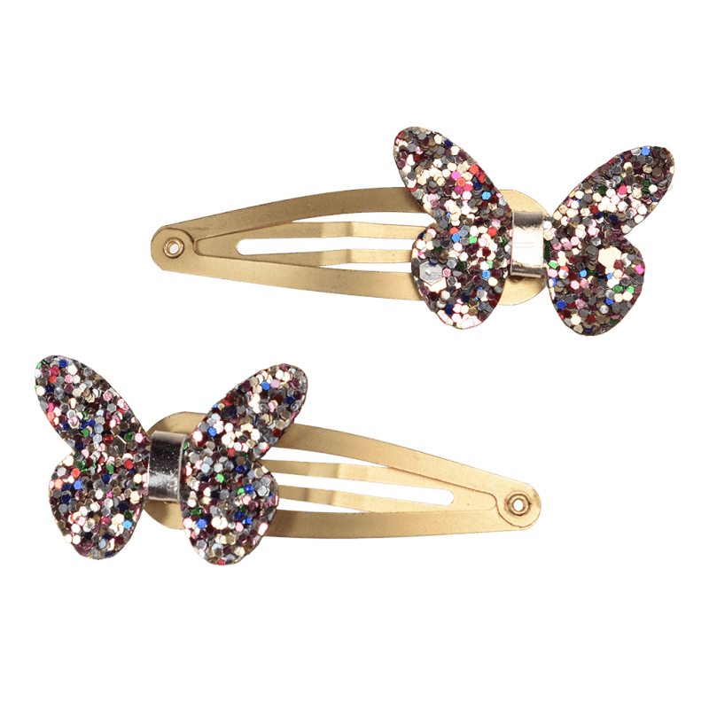 Rex International Fairies In The Garden 2 Glitter Butterfly Hair Clips 29732 front