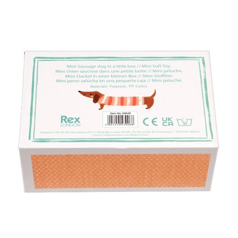 Rex International Mini Sausage Dog in a Little Box 29648 box back