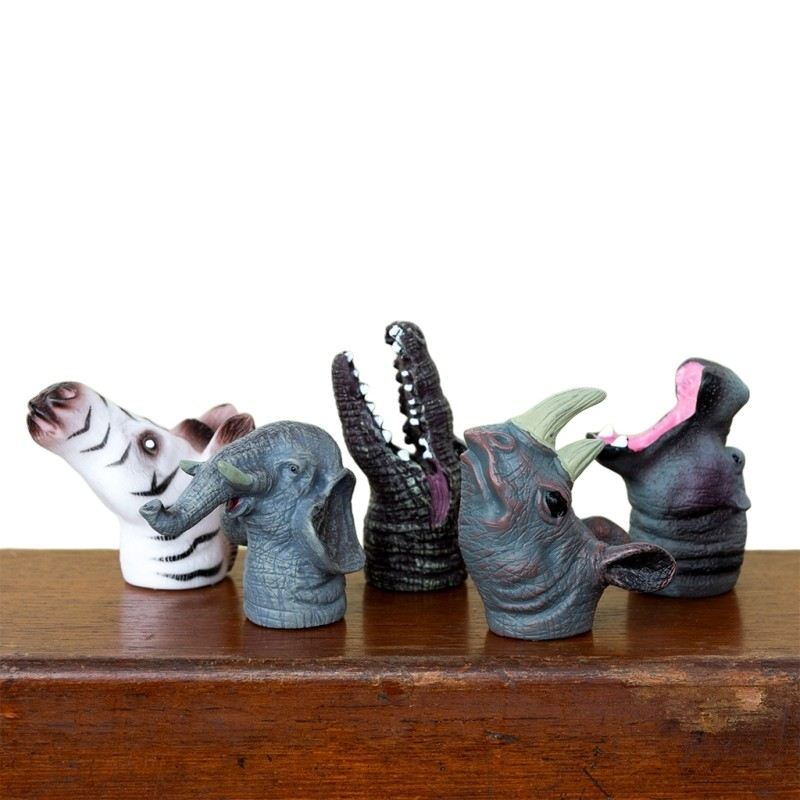Rex International Safari Animal Finger Puppets Set of 5 31019 display