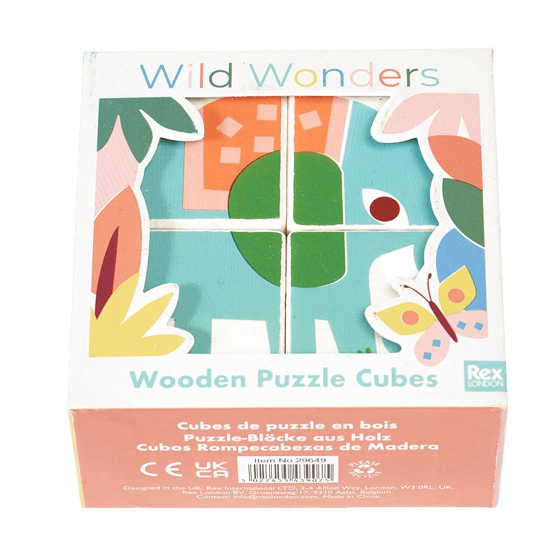 Rex International Wild Wonder Wooden Puzzle Cubes 29649 packaging