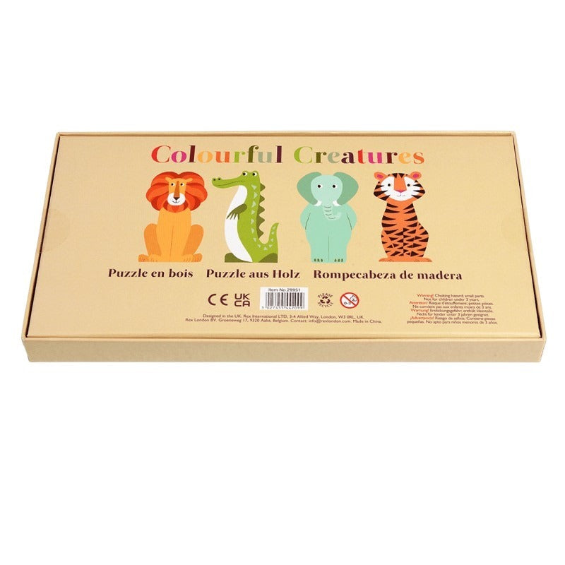 Rex International Wooden Puzzle Colourful Creatures 29951 box back