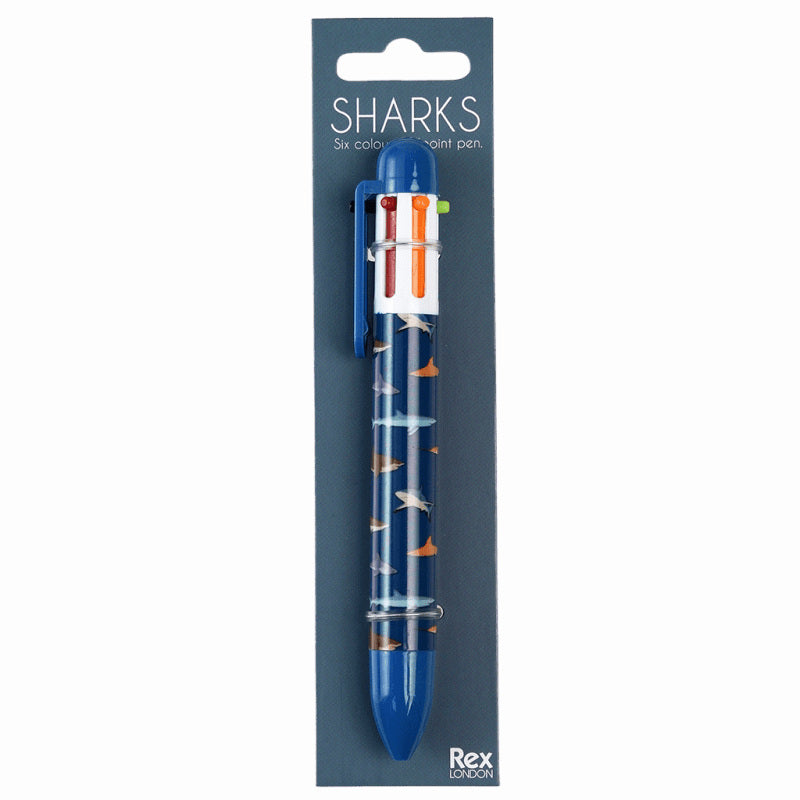 Rex London Sharks Six Colour Pen 29757 in packaging