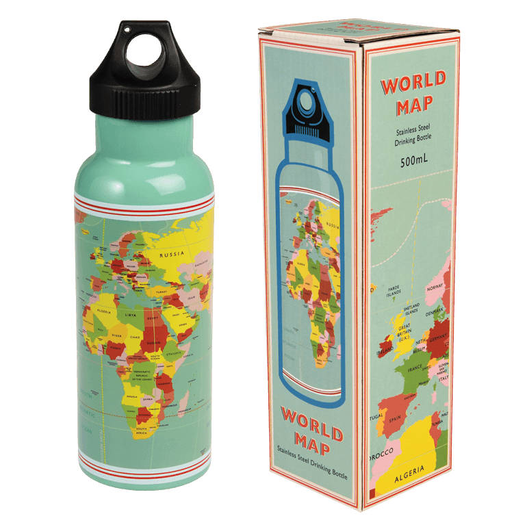 Rex London World Map Stainless Steel Drinking Bottle 28893 main