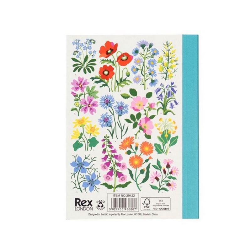 Rex International Wild Flowers A6 Notebook 29422 back