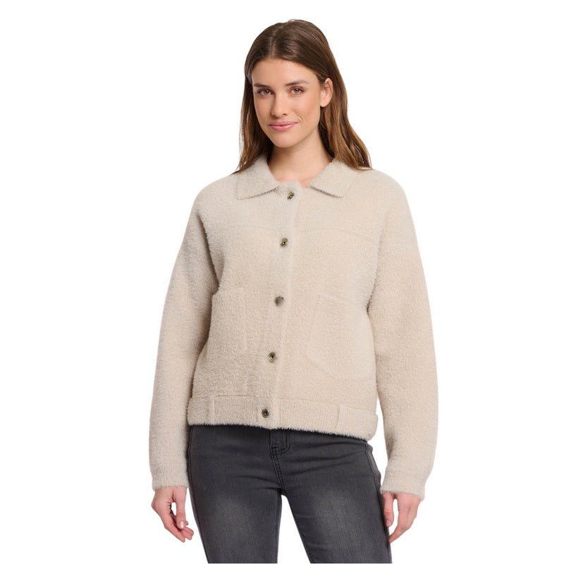 Rino & Pelle Bubbly Boxy Jacket in Stone on model front