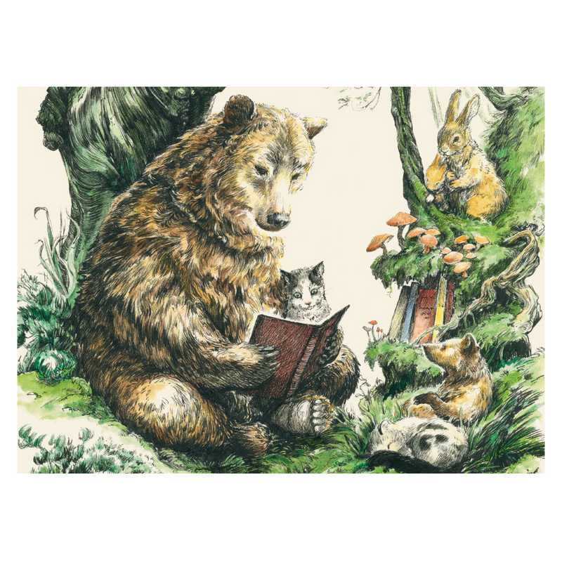 Roger La Borde Flying Bear Notecard Pack of 8 CNB106 card 1 detail