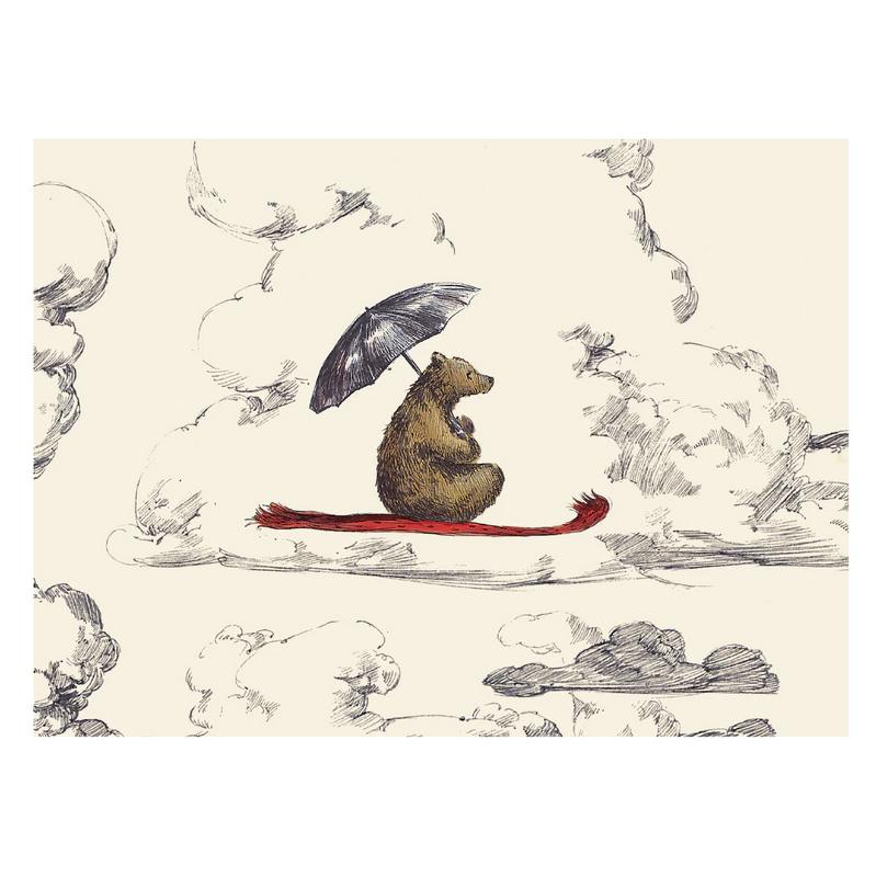 Roger La Borde Flying Bear Notecard Pack of 8 CNB106 card 4 detail