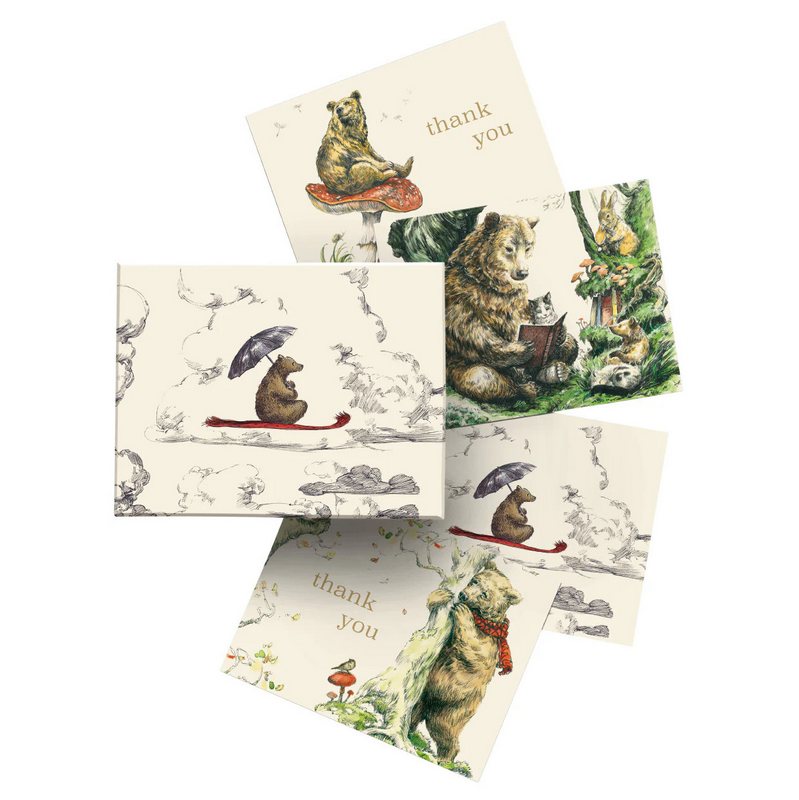 Roger La Borde Flying Bear Notecard Pack of 8 CNB106 flatlay