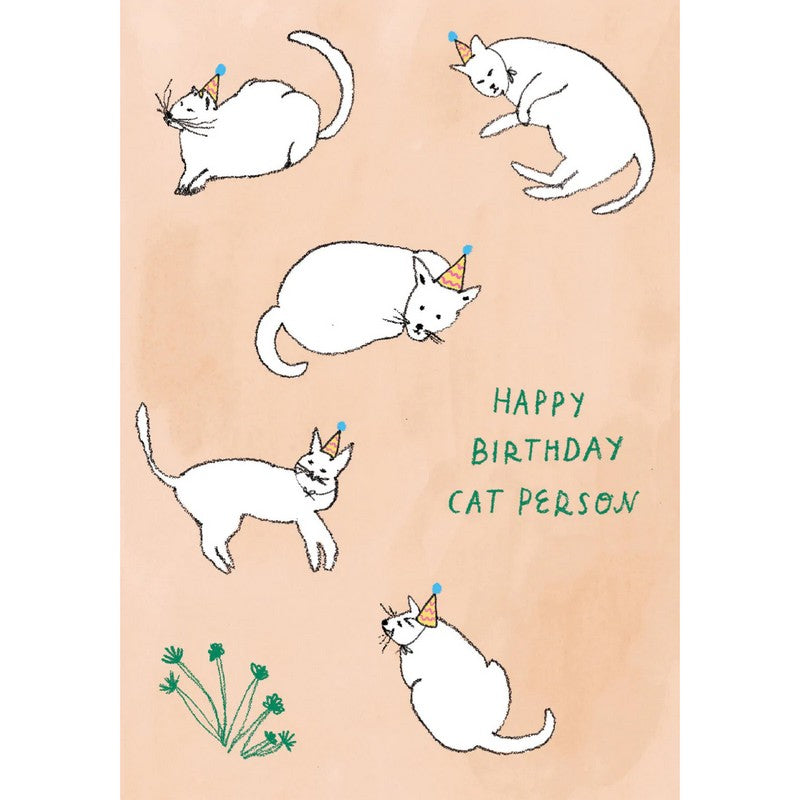 Roger La Borde Happy Birthday White Cats In Hats Card GCN417 front