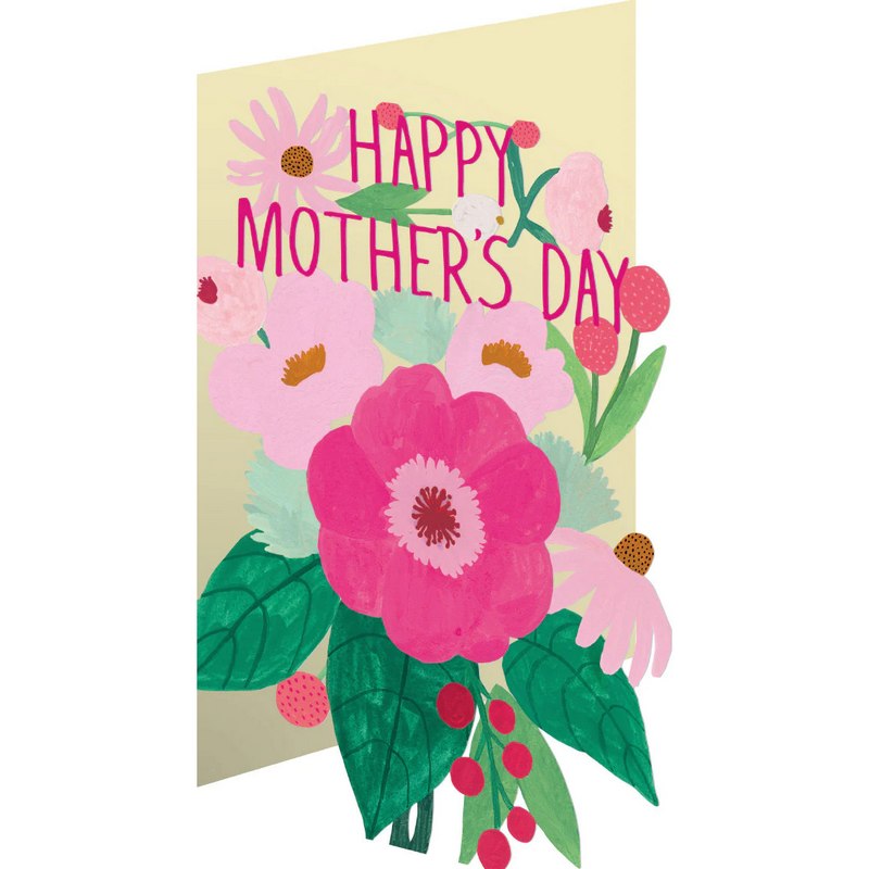 Roger La Borde Happy Mother's Day Card Big Magenta Flowers Lasercut GC2354M front