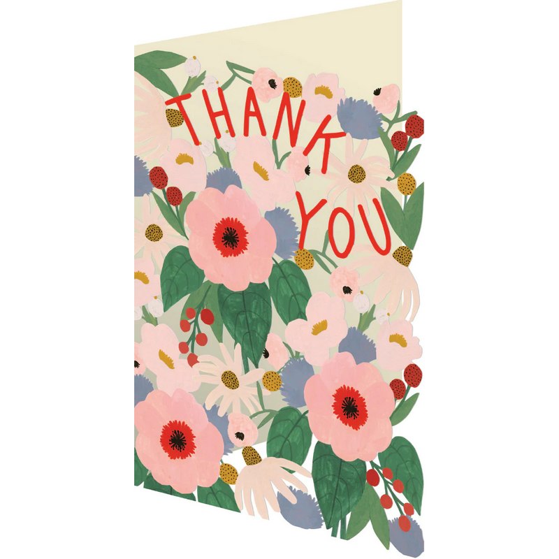 Roger La Borde Thank You Big Pink Flowers Lasercut Card GC2309 front