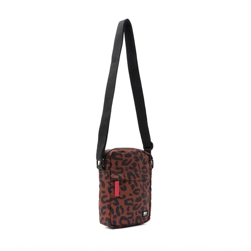 Roka Backpacks Bond Recycled Canvas Cross-body Bag Leopard Print BONDSRCSLP side