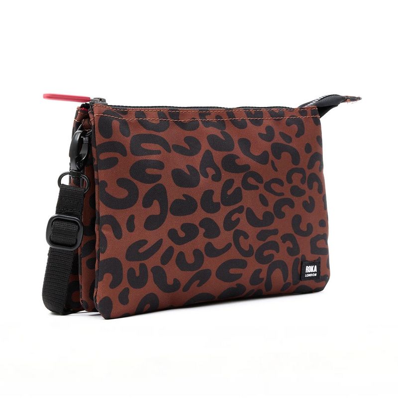 Roka Backpacks Carnaby Recycled Canvas Cross-body XL Leopard Print CARNXLRCSLP side